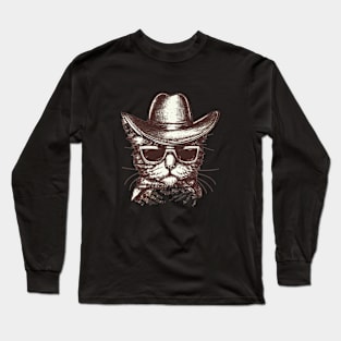 Retro Vintage Kitty with a Western Twist Long Sleeve T-Shirt